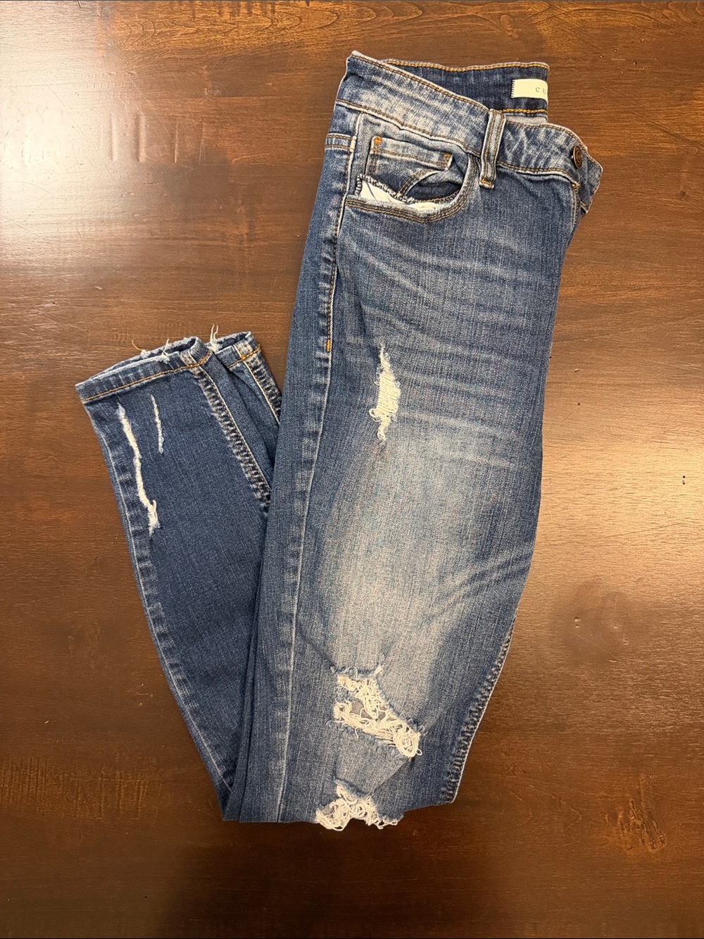 eunina Distressed Dark Blue Skinny Jeans
